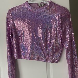 Sequin Purple Crop Top